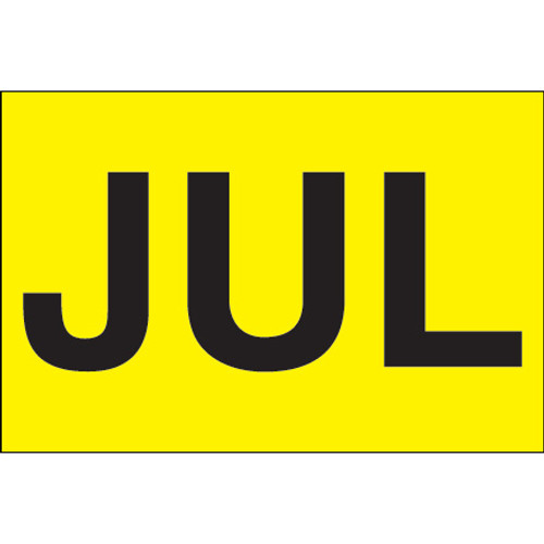 2 x 3" - "JUL" (Fluorescent Yellow) Months of the Year Labels (Roll of 500)