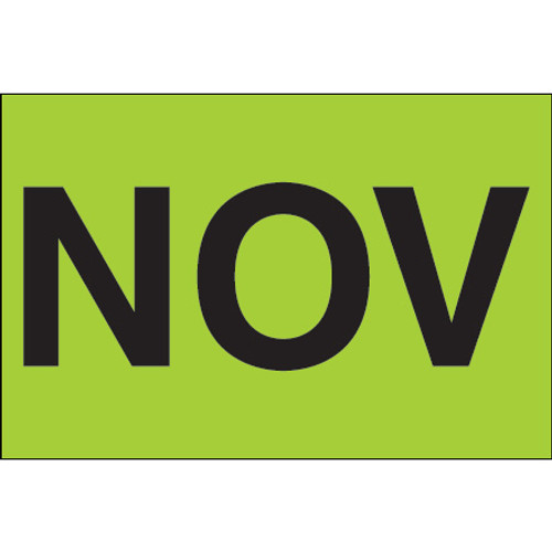 2 x 3" - "NOV" (Fluorescent Green) Months of the Year Labels (Roll of 500)