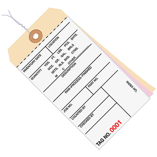 6 1/4 x 3 1/8" - (7500-7999) Inventory Tags 3 Part Carbonless #8 - Pre-Wired (Case of 500)