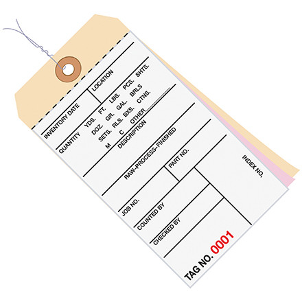6 1/4 x 3 1/8" - (8500-8999) Inventory Tags 3 Part Carbonless #8 - Pre-Wired (Case of 500)