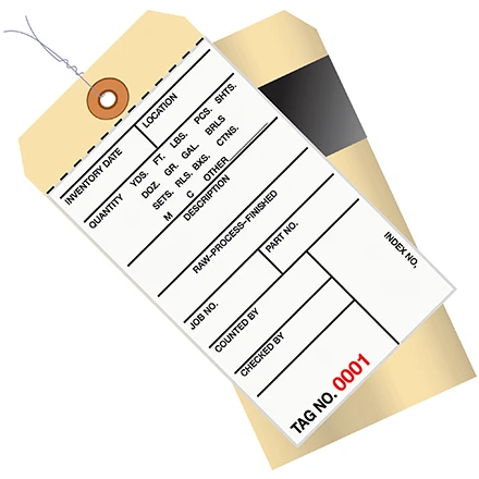 6 1/4 x 3 1/8" - (3000-3499) Inventory Tags 2 Part Carbon Style #8 - Pre-Wired (Case of 500)