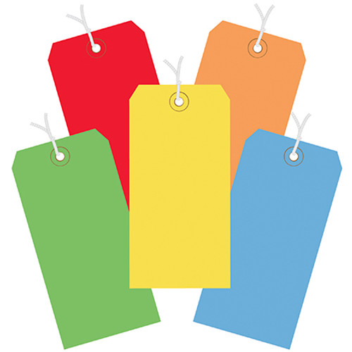 6 1/4 x 3 1/8" Assorted Color 13 Pt. Shipping Tags - Pre-Strung (Case of 1000)