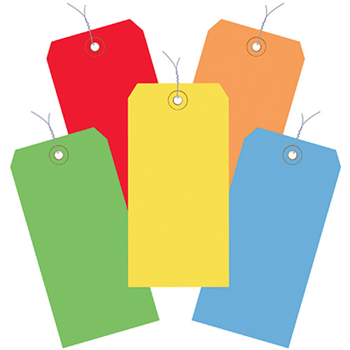 6 1/4 x 3 1/8" Assorted Color 13 Pt. Shipping Tags - Pre-Wired (Case of 1000)