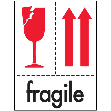 3 x 4" - "Fragile" Labels (Roll of 500)