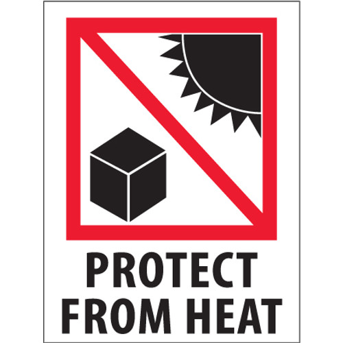 3 x 4" - "Protect from Heat" Labels (Roll of 500)