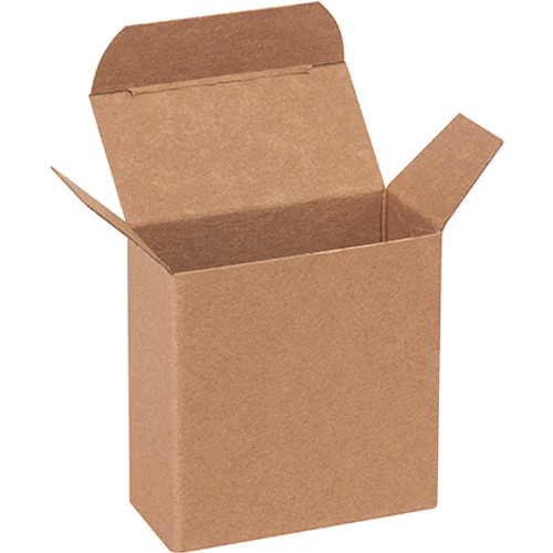 2 1/2 x 1 1/4 x 2 1/2" Kraft Reverse Tuck Folding Cartons (Case of 1000)