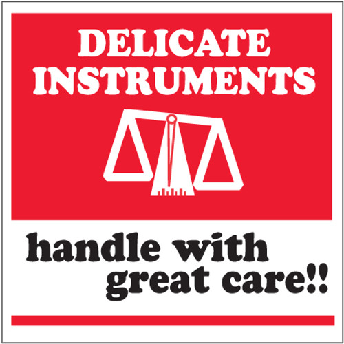 4 x 4" - "Delicate Instruments - HWC" Labels (Roll of 500)