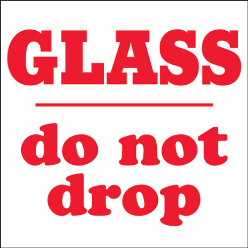 4 x 4" - "Glass - Do Not Drop" Labels (Roll of 500)
