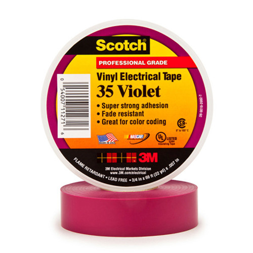 3/4" x 66' Violet Scotch Vinyl Color Coding Electrical Tape 35 (Case of 100)