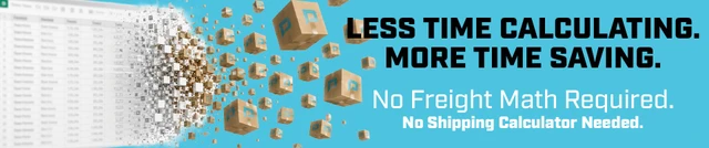Packaging Price banner promoting simple delivered pricing with no freight calculations or shipping calculator required