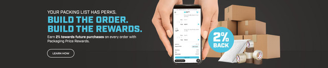 Packaging Price Rewards lets customers earn 2% toward future purchases on every order