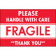 2 x 3" - "Fragile - Handle With Care" Labels (Roll of 500)