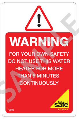 Gas Safe Flueless Labels GSR6 (10 per pack)