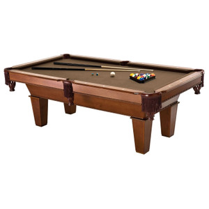 7Ft Brown Wool Cloth Top Pool Table with 2 Cues and Billiards Balls Q280-FC7F859
