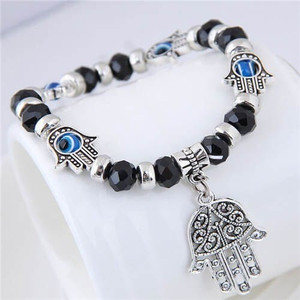 Magic Hands Theme Beads Fashion Women Costume Bracelet - Black A392-fabr2297