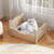Elevated Pet Bed Frame with Rails and Cute Headboards-Walnut B593-PS7851