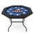 48 Inches Foldable Poker Table with Padded Rails and Cup Holders-Blue - Color: Blue D681-NP12057BL