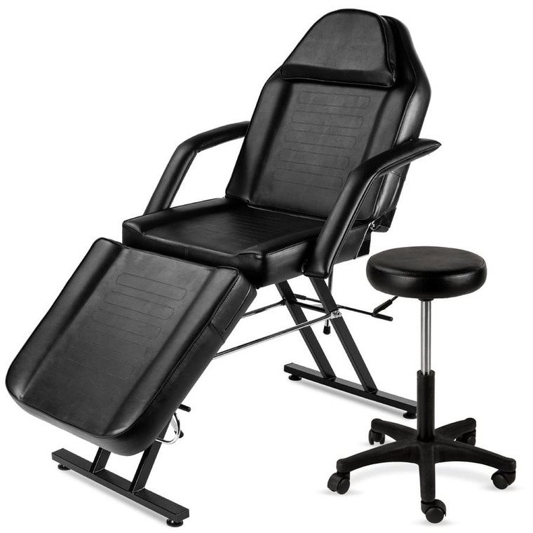Black Adjustable Massage Bed Salon Chair w/ Hydraulic Stool Q280-IWAM1760