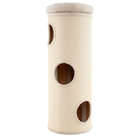 49 Inch Elevated Cat Cave 4-Story Cat House for Multiple Cats-Beige - Color: Beige D681-PV10299BE