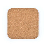 A square cork coaster in a natural brown color, featuring rounded edges and a textured surface. A square cork coaster in a natural brown color, featuring rounded edges and a textured surface.