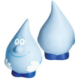 A blue water drop stress reliever with a smiling face and blue base, featuring a playful, cartoonish design. A blue water drop stress reliever with a smiling face and blue base, featuring a playful, cartoonish design.