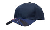 A navy cap with a vibrant printed brim featuring a design and a logo. Suitable for casual wear.