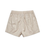 Light beige dress shorts featuring an elastic waistband and a single back pocket. Contains a logo. Light beige dress shorts featuring an elastic waistband and a single back pocket. Contains a logo.