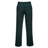 Lightweight work pants in dark green, featuring a straight leg design and a button closure. Includes a logo.