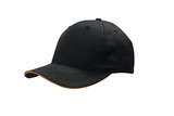 A black cap with a sandwich visor design and a logo on the front. Suitable for headwear. A black cap with a sandwich visor design and a logo on the front. Suitable for headwear.
