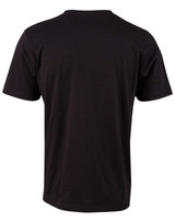 A black kid's cotton semi-fitted tee with short sleeves, featuring a plain back design.