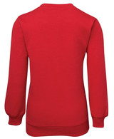 A red fleece jumper with long sleeves and ribbed cuffs, featuring a simple design and no visible branding. A red fleece jumper with long sleeves and ribbed cuffs, featuring a simple design and no visible branding.