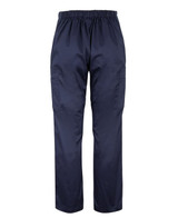 Navy blue scrub cargo pants featuring an elastic waistband and side pockets. Includes a logo on the fabric. Navy blue scrub cargo pants featuring an elastic waistband and side pockets. Includes a logo on the fabric.