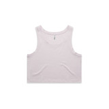 A light pink crop singlet with a simple design, featuring a label and no additional patterns or graphics.