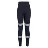 Navy leggings featuring a high waist and contrasting panel details. Includes pockets and a logo branding.