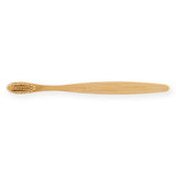 A bamboo toothbrush featuring a sleek design and soft bristles.
