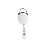 A Premium Retractable ID Badge Holder with a white circular casing and a clear badge clip.