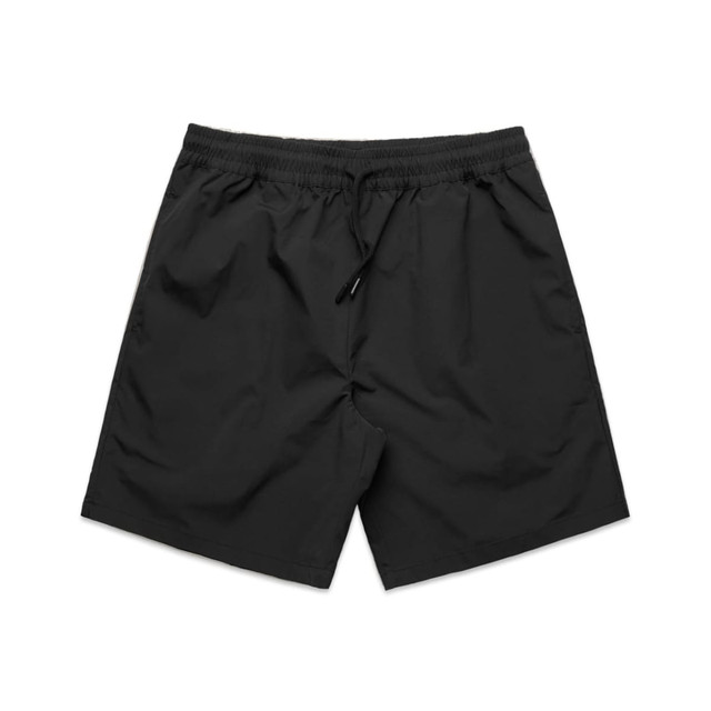 Active training shorts in black, featuring an elastic waistband and a drawstring, with a small logo.