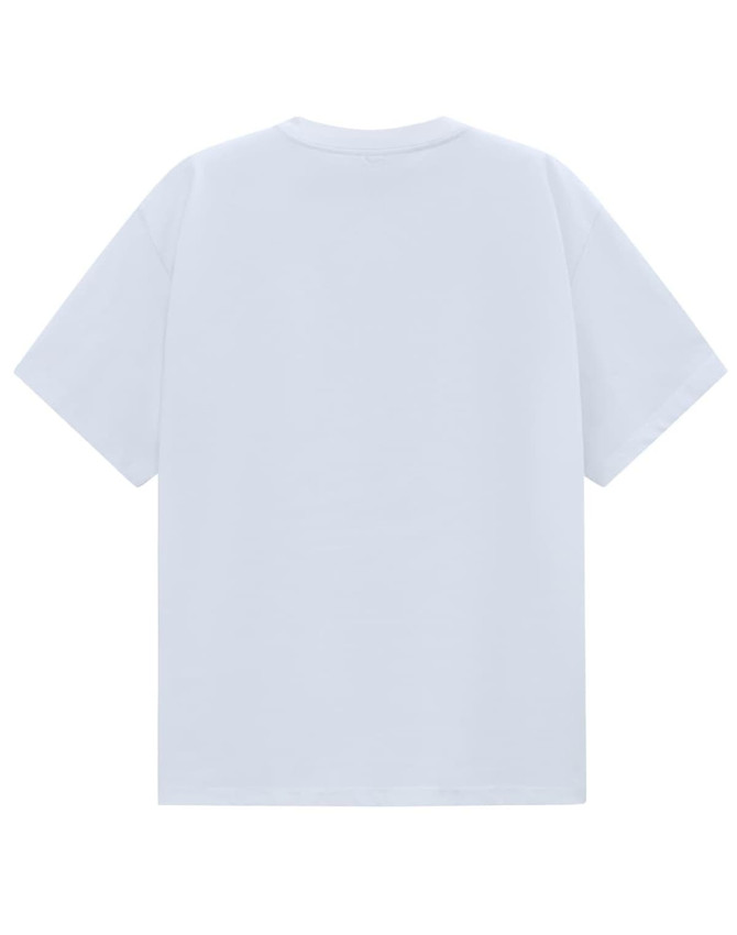 A white unisex heavy cotton oversized tee with short sleeves and a plain back.