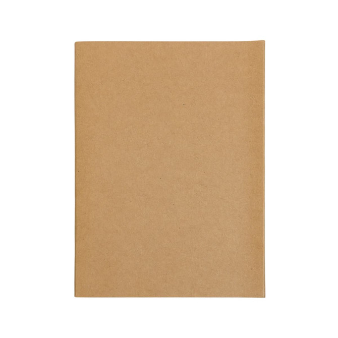 A stone paper notebook with a brown cover, featuring a smooth, textured surface. It has a logo on the front.