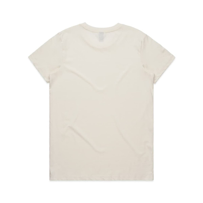 A light cream T-shirt with a plain back. Features no visible branding.