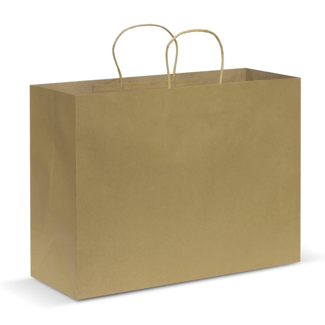 An extra-large brown paper carry bag with two handles, showcasing a simple and sturdy design.