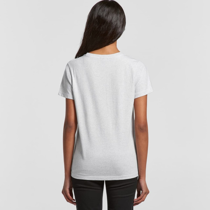 A white short-sleeved tee with a simple design, featuring a logo on the back.