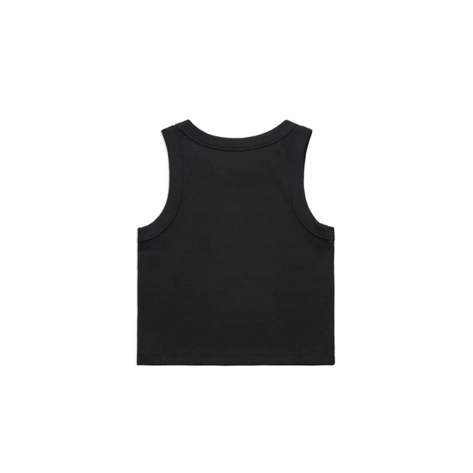 A black rib crop tank top with a simple design and no visible logos.