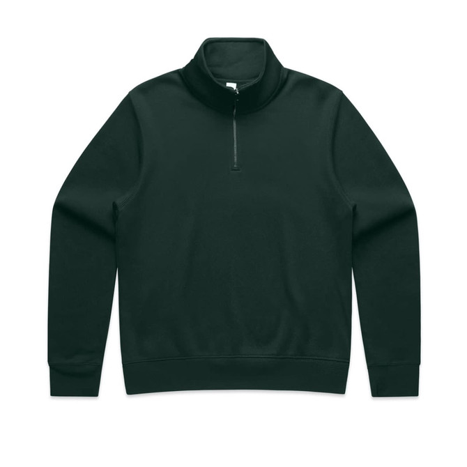 A dark green half zip crew jumper with a classic fit and a collar, featuring a small logo.