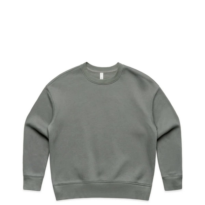 A green crew jumper with a simple design and a round neckline, featuring long sleeves and a ribbed hem.