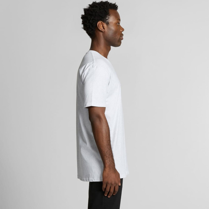 A light grey T-shirt with a relaxed fit, featuring a subtle logo on the side.