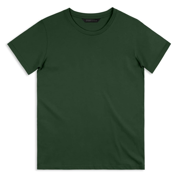 A dark green men's T-shirt with a crew neckline and short sleeves, featuring a subtle logo.