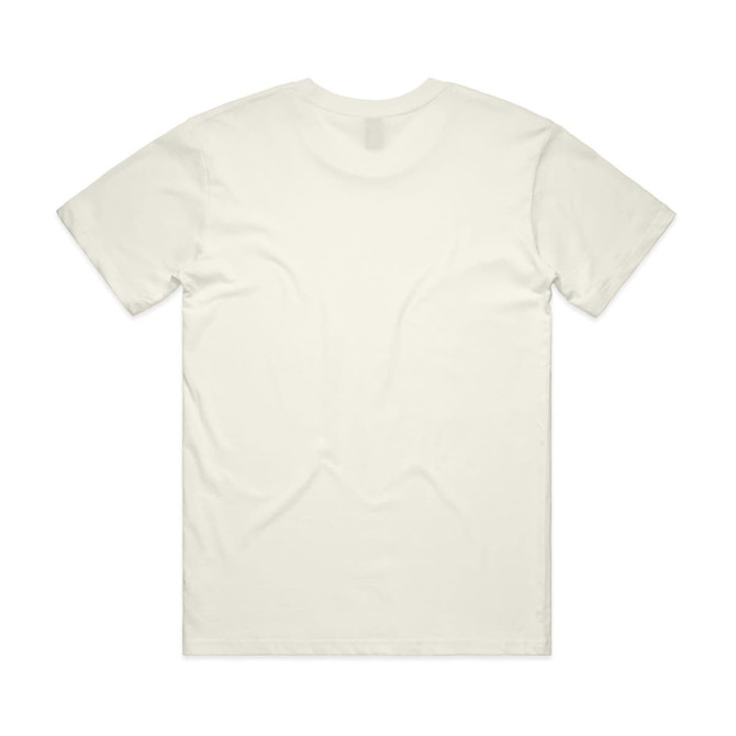 A plain, light-coloured t-shirt with short sleeves, featuring a back view and no visible logos or designs.