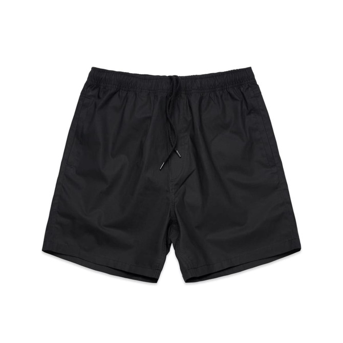 Black sports shorts featuring an elastic waistband and drawstring. The shorts have a simple design and no visible branding.