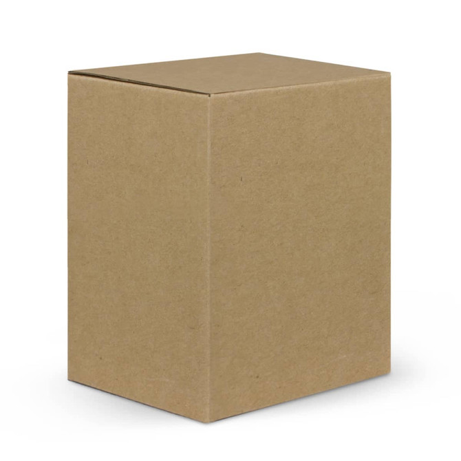 A plain brown cardboard box with a square shape, featuring a flapped top and no visible graphics or branding.